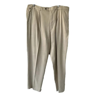 Tommy Bahama Mens Silk Blend Size 40x32 Beige Khaki Pleated Pants Casual Slacks